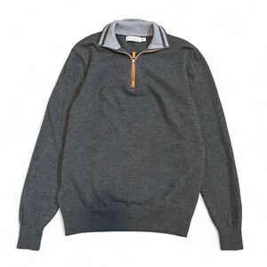 Collars & Co. Australian Merino Wool Quarter-Zip Sweater Men's M Charcoal Grey